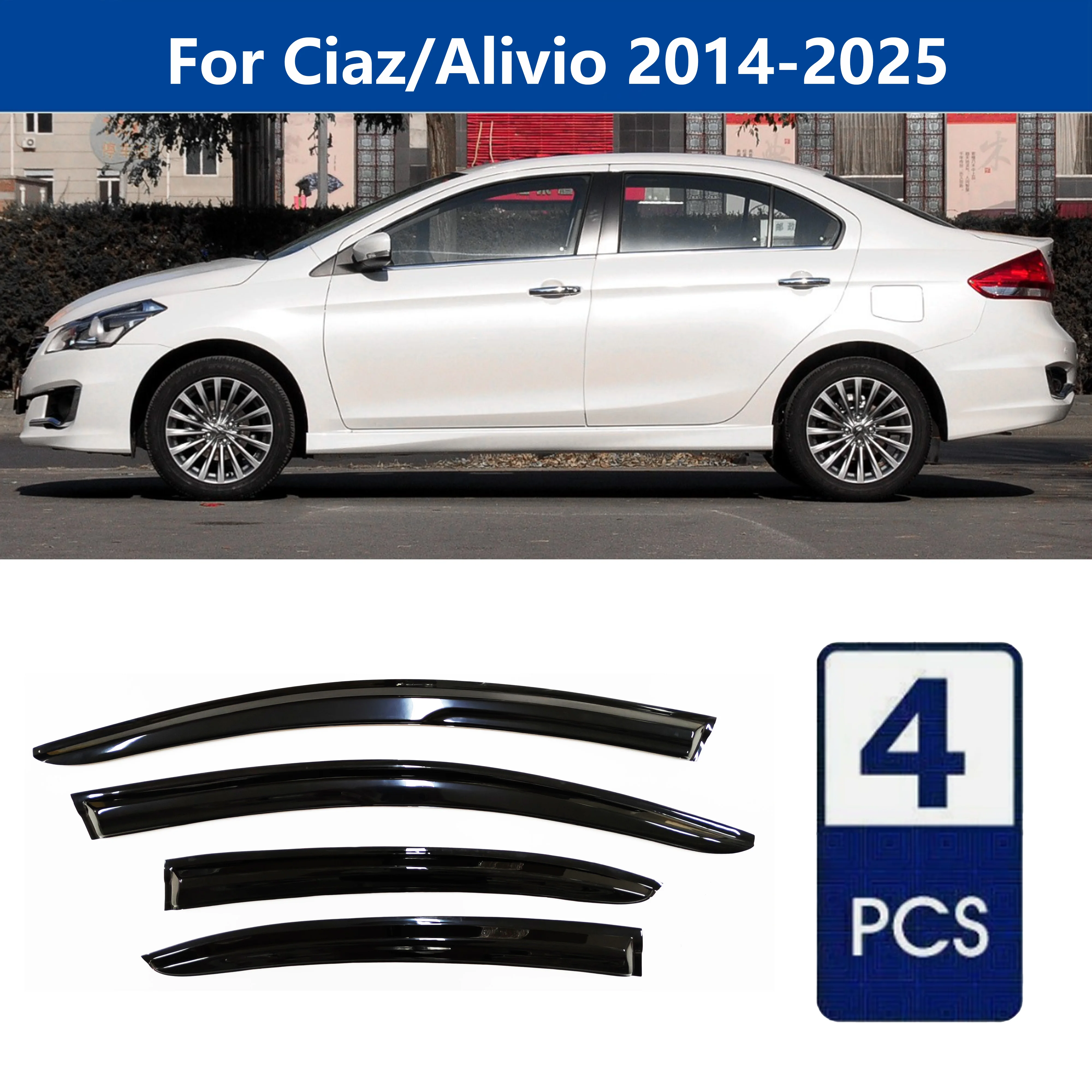 For Suzuki Ciaz/Alivio 2014-2025/Toyota Belta 2021-2025, Side Window Rain Guards Sun Wind Deflectors, Black Vent Visors Weather
For Suzuki Ciaz/Alivio 2014-2025/Toyota Belta 2021-2025, Side Window Rain Guards Sun Wind Deflectors, Black Vent Visors Weather