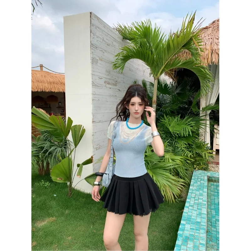 Summer 2026 Teenage Girl Short Sleeve Slim Fit T-Shirt Pleated Youthful Graffiti Print Design Sense Top Polyester Fiber
Summer 2026 Teenage Girl Short Sleeve Slim Fit T-Shirt Pleated Youthful Graffiti Print Design Sense Top Polyester Fiber
