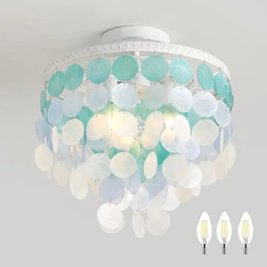 13.8" Natural Capiz Shell Chandelier 3 Light Mi Chandelier Boho Ceilg Light Entryway Light Fixture for Girls' Bedroom Hallway L
13.8" Natural Capiz Shell Chandelier 3 Light Mi Chandelier Boho Ceilg Light Entryway Light Fixture for Girls' Bedroom Hallway L