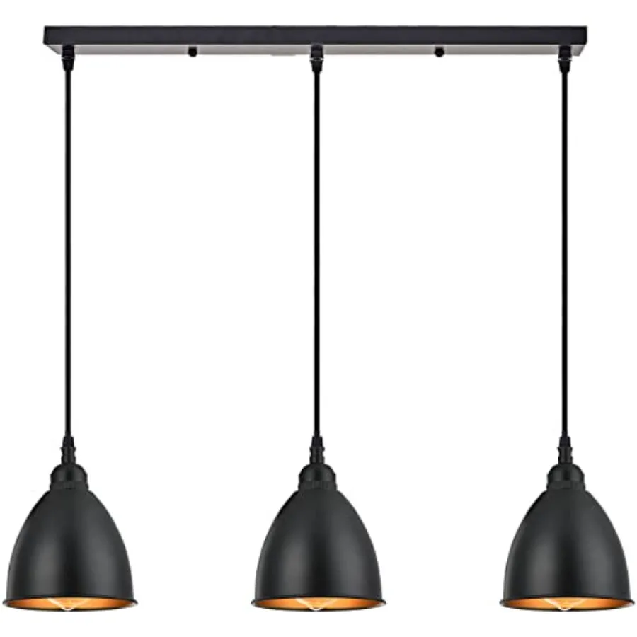 3-Lights Kitchen Island Pendant LightIndustrial Farmhouse Hanging Chandelier with Matt Black Metal Bell Shade Build-in Golden C
3-Lights Kitchen Island Pendant LightIndustrial Farmhouse Hanging Chandelier with Matt Black Metal Bell Shade Build-in Golden C