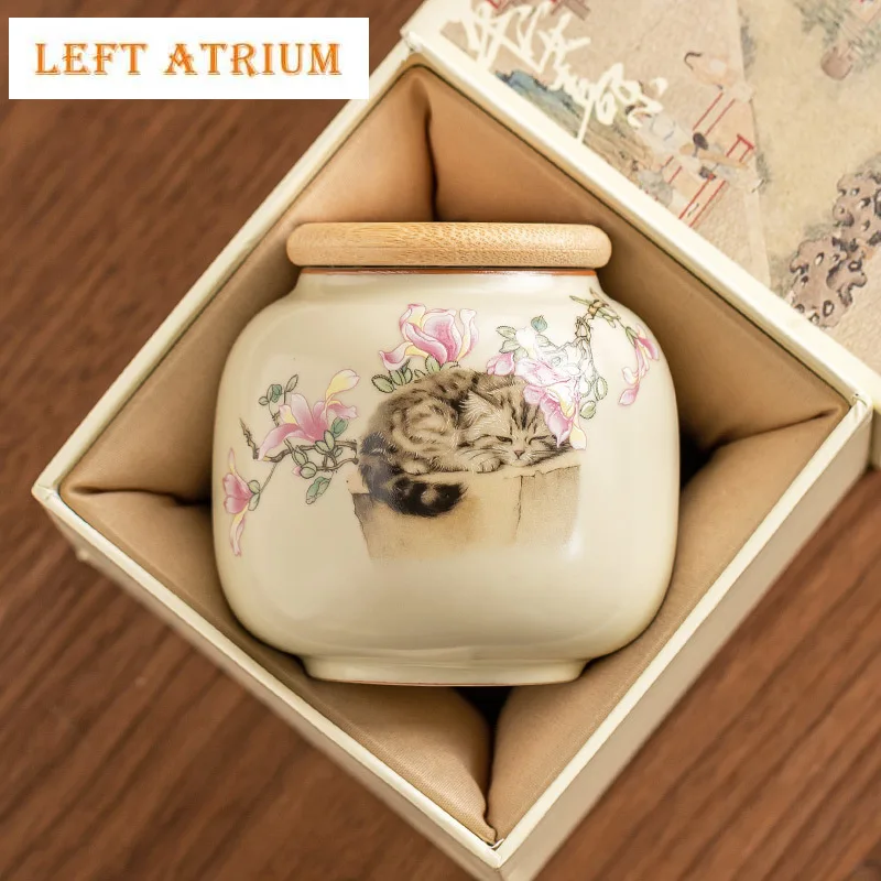 Chinese Ru Porcelain Tea Jar Magnolia Flower Small Tea Box Organizer Moisture-proof Storage Tank Containers Tea Caddy Cafe Craft
Chinese Ru Porcelain Tea Jar Magnolia Flower Small Tea Box Organizer Moisture-proof Storage Tank Containers Tea Caddy Cafe Craft