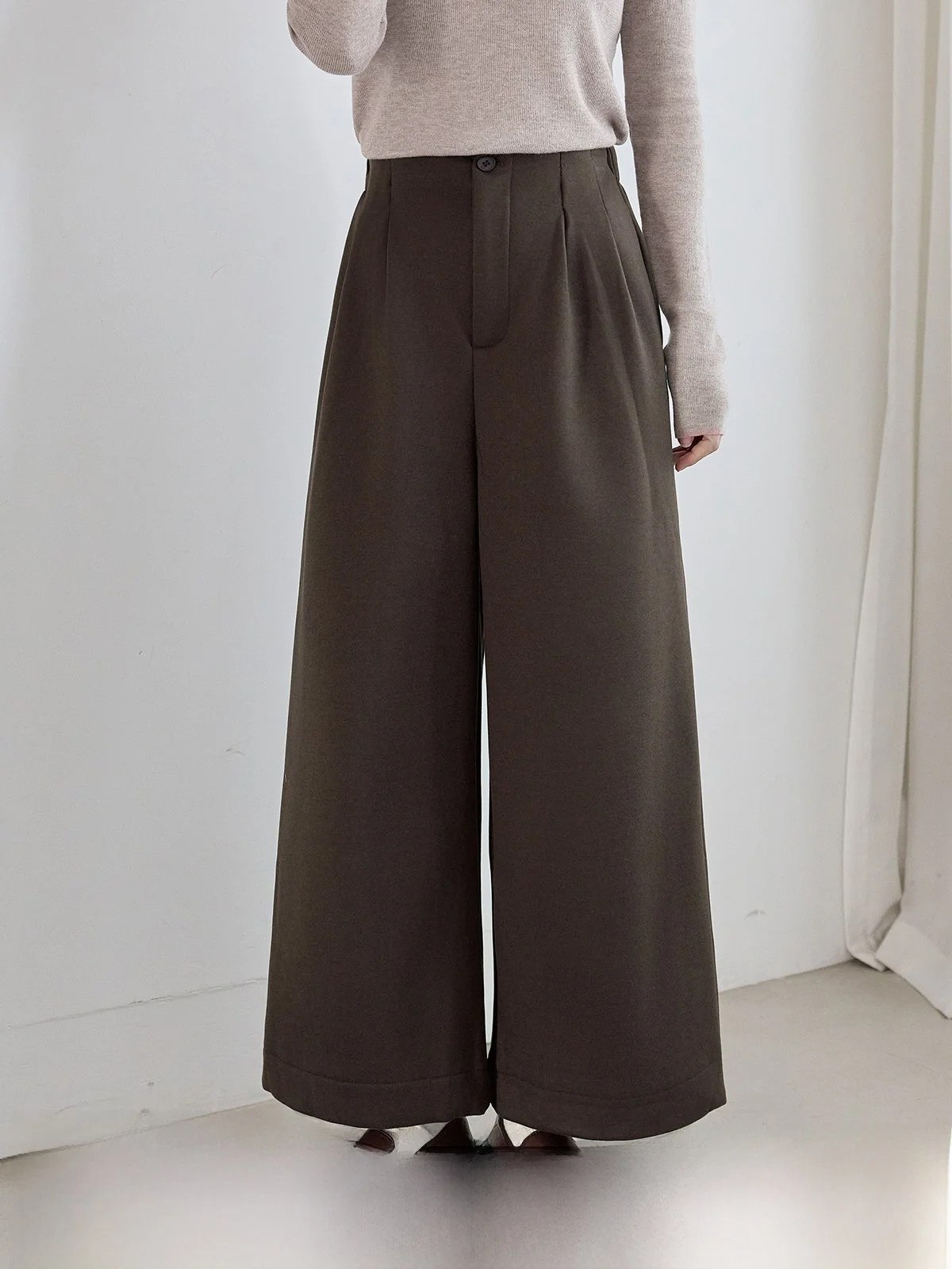 High Waist Fleece Lined Casual Pants Women's Brown Wide Leg Pants Winter New Style Pleated Slimming Pants Casual Trousers
High Waist Fleece Lined Casual Pants Women's Brown Wide Leg Pants Winter New Style Pleated Slimming Pants Casual Trousers