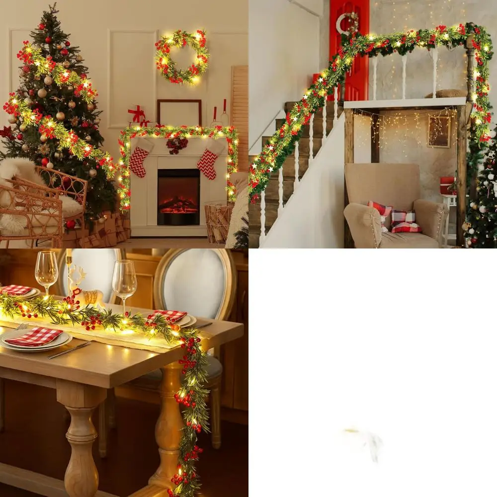 6ft Battery-Powered 20 LED Holly Berry Christmas Garland with Star Lights and 8 Modes Remote for Home Holiday Decor
6ft Battery-Powered 20 LED Holly Berry Christmas Garland with Star Lights and 8 Modes Remote for Home Holiday Decor