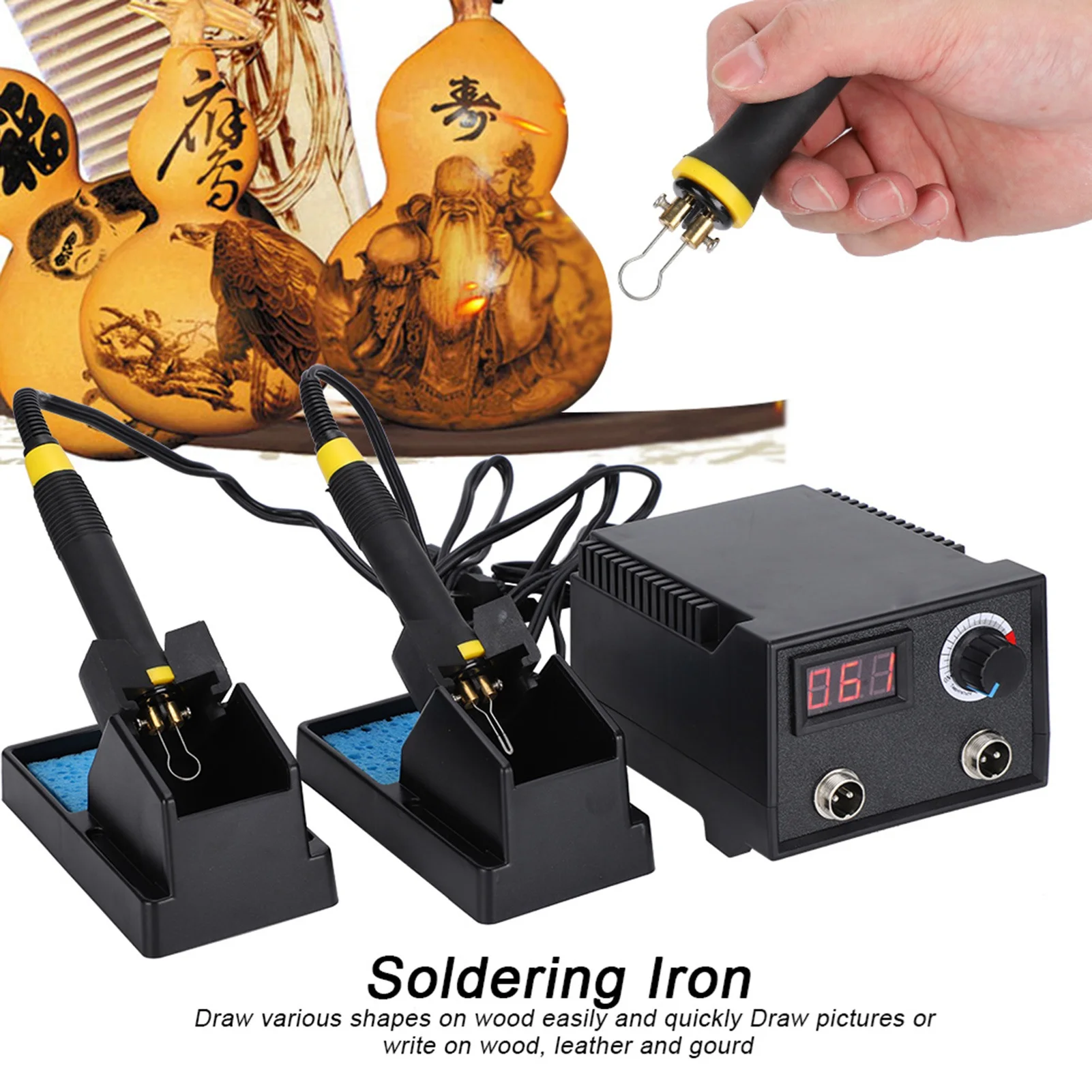 Электрическая паяльная ручка, набор для выжигания древесины, инструмент с регулируемой температурой, пирографическая тыквенная доска, паяльник для рисовой бумаги
Электрическая паяльная ручка, набор для выжигания древесины, инструмент с регулируемой температурой, пирографическая тыквенная доска, паяльник для рисовой бумаги