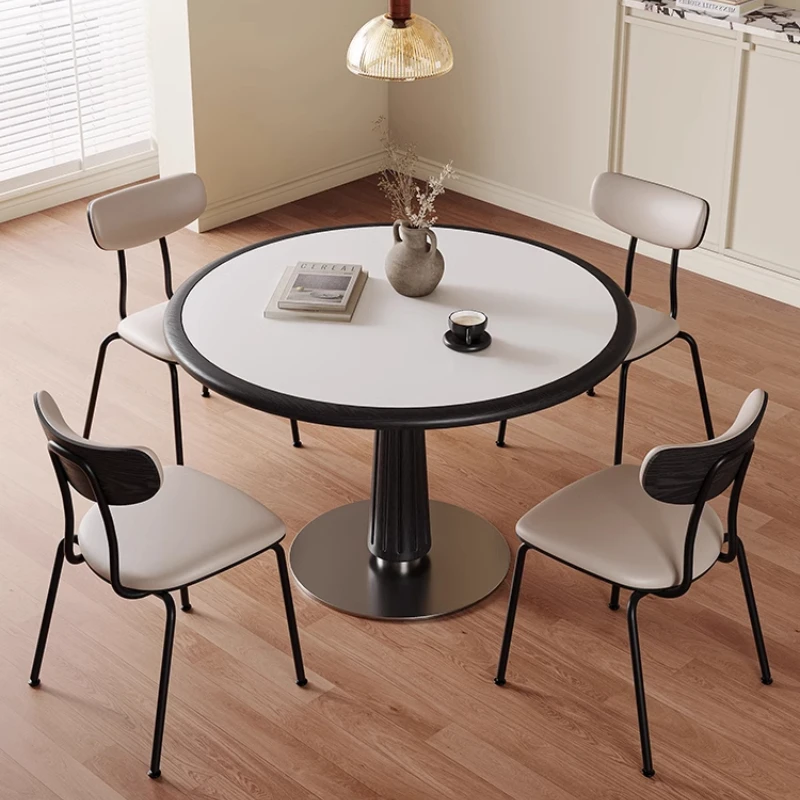 Modern Simple Small Dining Light Tables Luxury Apartment Round Table Rock Metal Black Solid Wood Slab Meubles Furniture
Modern Simple Small Dining Light Tables Luxury Apartment Round Table Rock Metal Black Solid Wood Slab Meubles Furniture