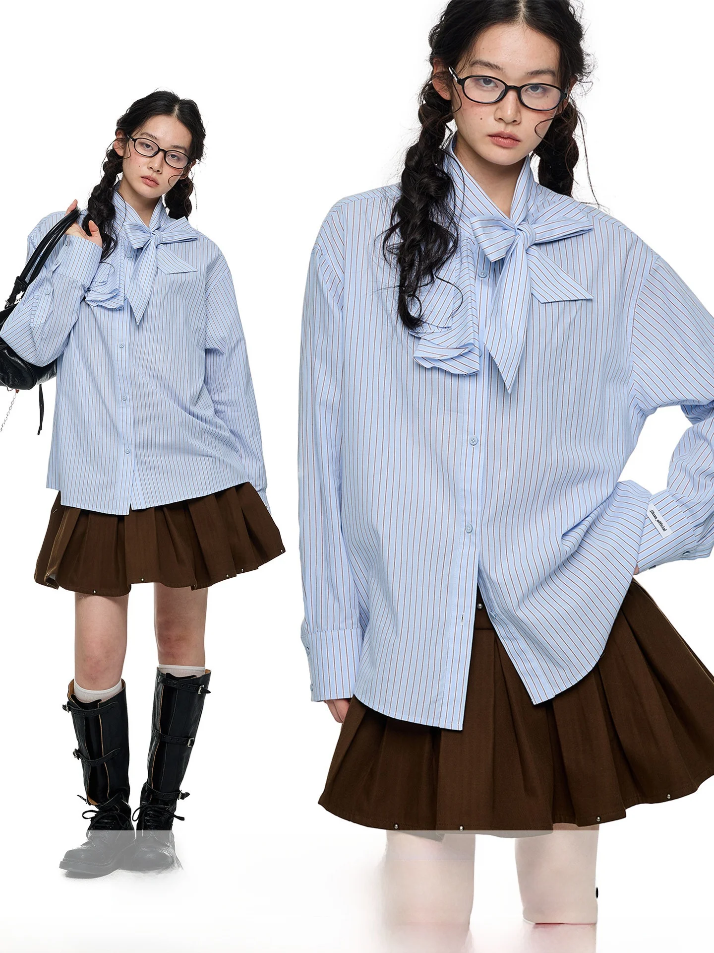 JIKOO Blue Striped Design Knot Tie Long Sleeve Women's Shirt Spring Early Cotton Original Design Loose Fit Breathable
JIKOO Blue Striped Design Knot Tie Long Sleeve Women's Shirt Spring Early Cotton Original Design Loose Fit Breathable