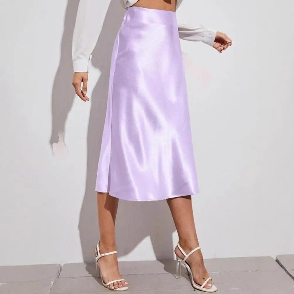 High-waisted Satin Midi Skirt Elegant Satin-like High Waist Midi Skirt for Women Solid Color Mid-calf Length Work Skirt
High-waisted Satin Midi Skirt Elegant Satin-like High Waist Midi Skirt for Women Solid Color Mid-calf Length Work Skirt