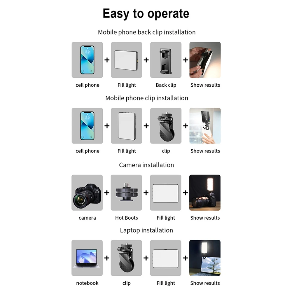 N05R 5W RGB Pocket LED Light 3000K-9900K 1500mAh Battery Built in with Phone Holder Clamp and Cold Shoe Adapter
N05R 5W RGB Pocket LED Light 3000K-9900K 1500mAh Battery Built in with Phone Holder Clamp and Cold Shoe Adapter