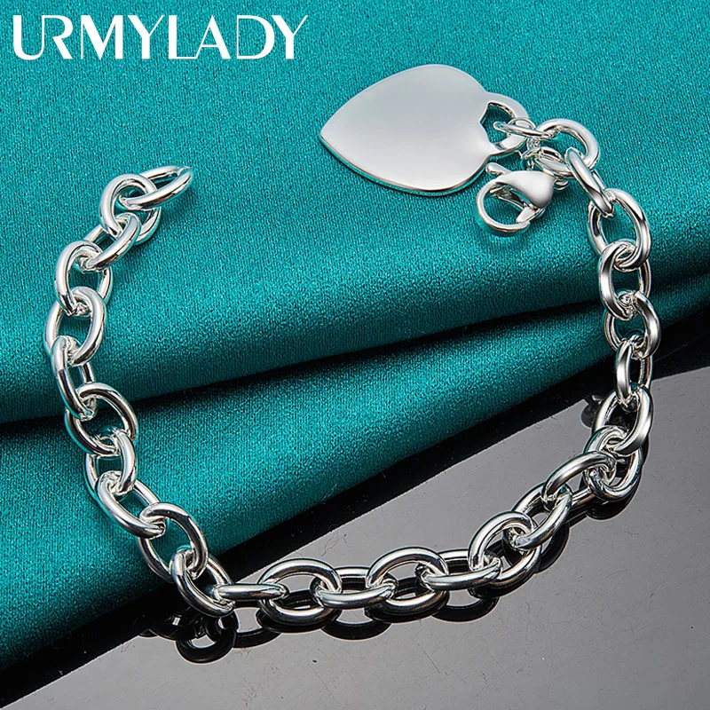URMYLADY 925 Sterling Silver Heart Brand Pendant Bracelet For Women Wedding Fashion Charm Jewelry
URMYLADY 925 Sterling Silver Heart Brand Pendant Bracelet For Women Wedding Fashion Charm Jewelry
