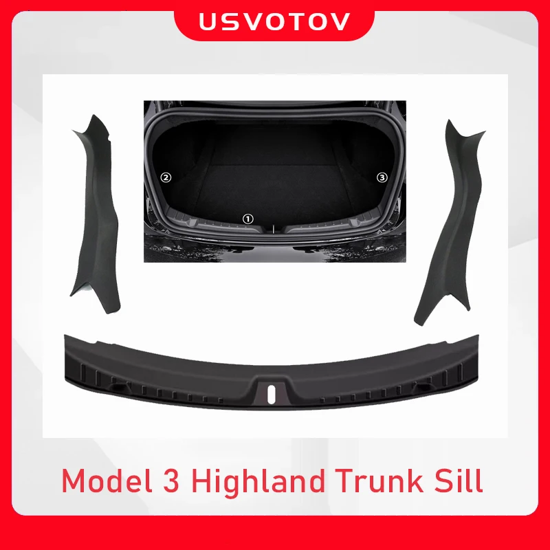 Tesla Model 3 Highland 2024 2025 트렁크 씰 프로텍터 패드 매트 후면 카고 임계 값 커버 안티 스크래치 스트립 트림 액세서리