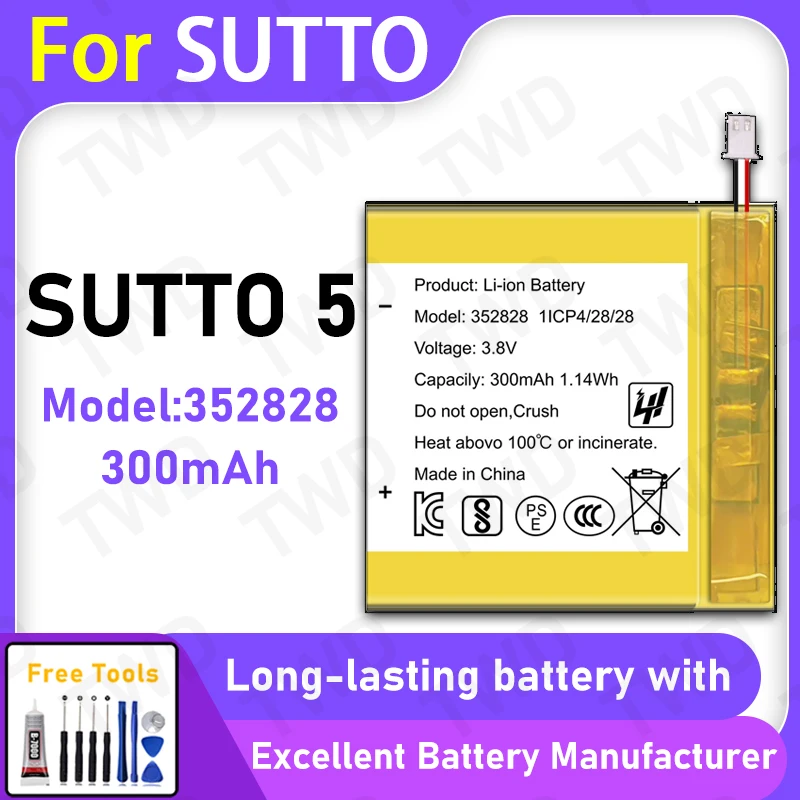 100% New 300mAh 352828 Battery For SUTTO 5 Replacement Bateria+Free Tools
100% New 300mAh 352828 Battery For SUTTO 5 Replacement Bateria+Free Tools