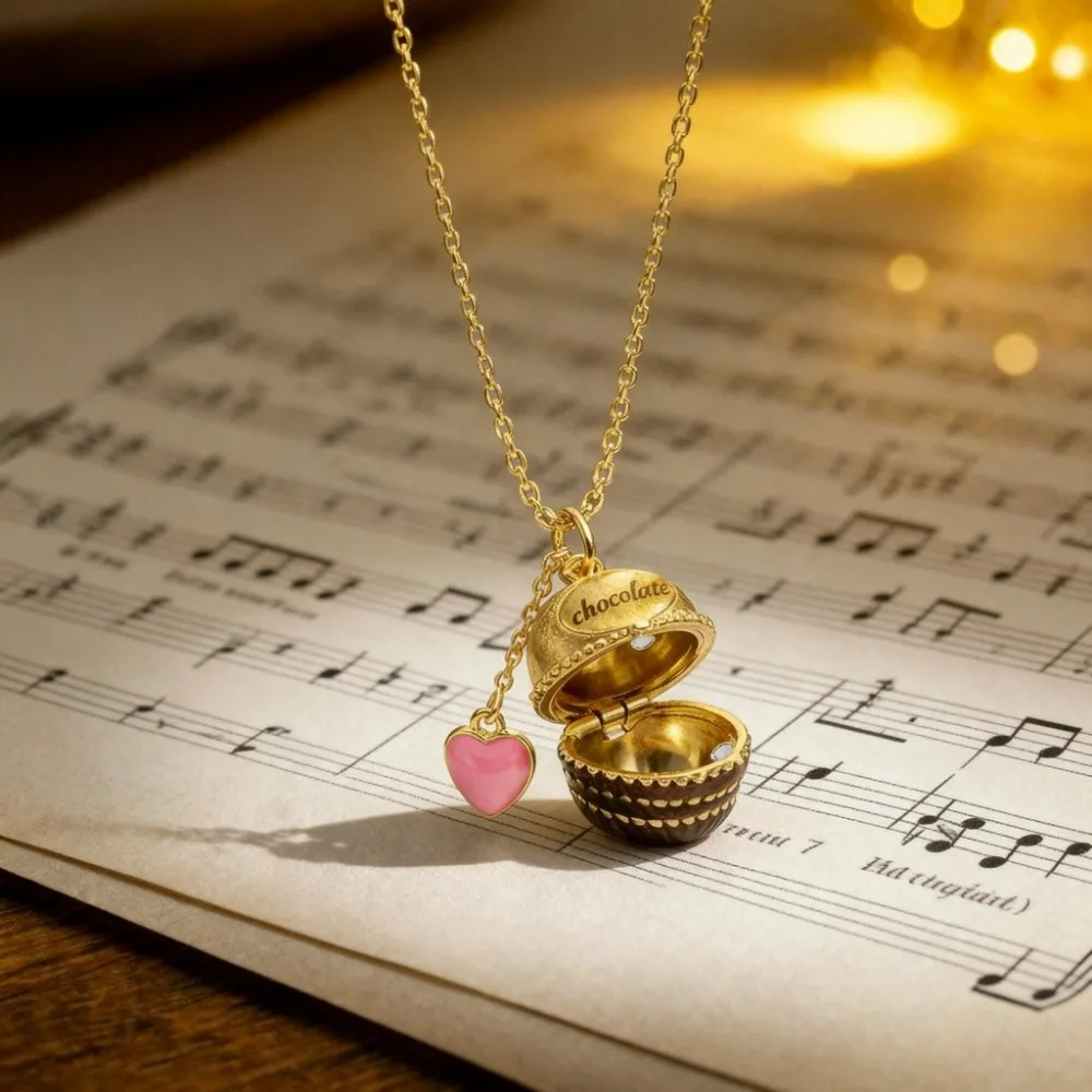 Vintage Crest Openable Heart Necklace Pink Chocolate Box Locket Minimalist Design Clavicle Chain Fashion Jewelry For Women Gift
Vintage Crest Openable Heart Necklace Pink Chocolate Box Locket Minimalist Design Clavicle Chain Fashion Jewelry For Women Gift