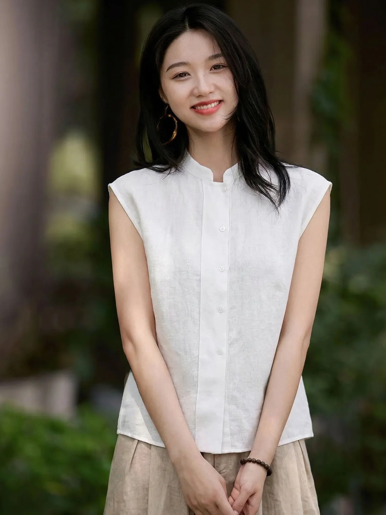 Chivirin Linen Short Sleeve Neck Slimming White Shirt Women's Casual Comfortable Breathable Summer Commute Style T-shirt
Chivirin Linen Short Sleeve Neck Slimming White Shirt Women's Casual Comfortable Breathable Summer Commute Style T-shirt