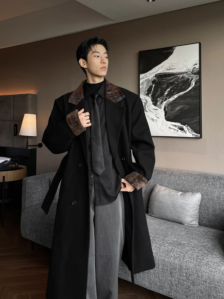 Briti Sle Men's Woolen Coat Bla Suit Collar Mid-Length Autumn Winter Color Blo Design High-End Faion Outerwear
Briti Sle Men's Woolen Coat Bla Suit Collar Mid-Length Autumn Winter Color Blo Design High-End Faion Outerwear