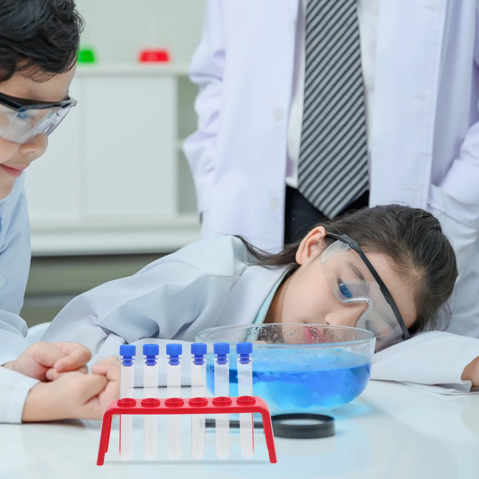 6pcs Plastic Test Tubes With Caps 6-Hole Holder Science Experiment Kit For Kids Lab Learning Educational Activities Test Tube
6pcs Plastic Test Tubes With Caps 6-Hole Holder Science Experiment Kit For Kids Lab Learning Educational Activities Test Tube