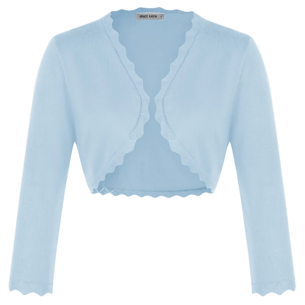GK Women Jacket Knitted Scalloped Trim Cardigan Sweater 3/4 Sleeve Open Front Knitted Shrug Wavy Edge Blouses And Shirts
GK Women Jacket Knitted Scalloped Trim Cardigan Sweater 3/4 Sleeve Open Front Knitted Shrug Wavy Edge Blouses And Shirts