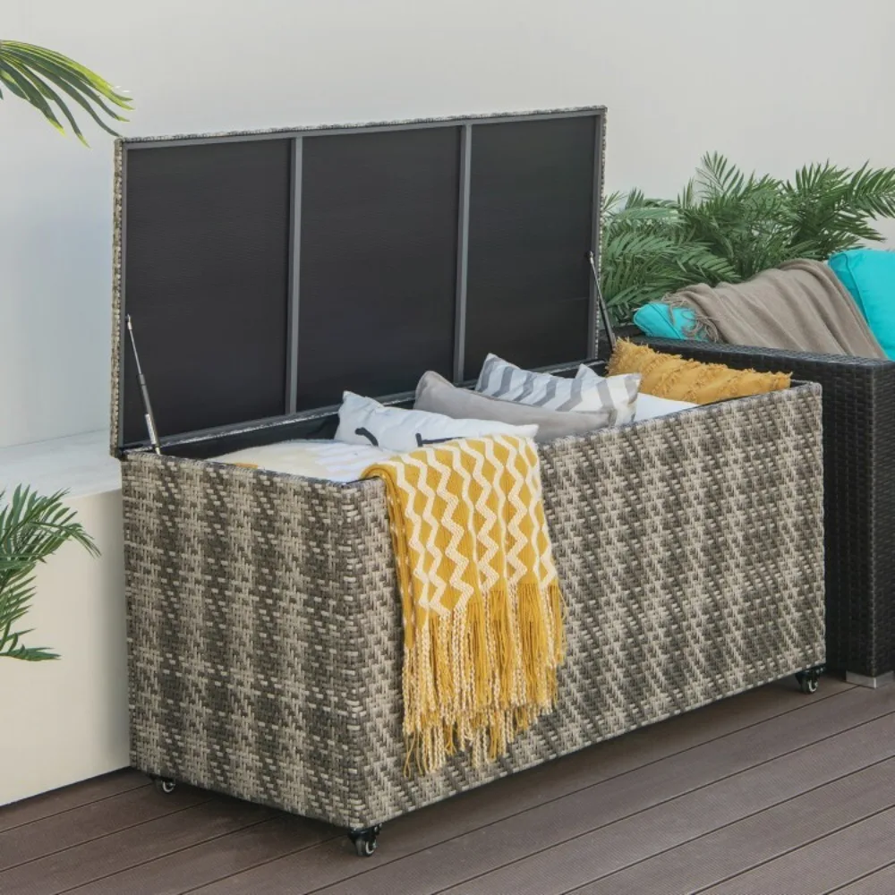 96Gallon Patio Outdoor Garden Storage Deck Box Rattan Wicker w/4 Wheels & Brakes
96Gallon Patio Outdoor Garden Storage Deck Box Rattan Wicker w/4 Wheels & Brakes