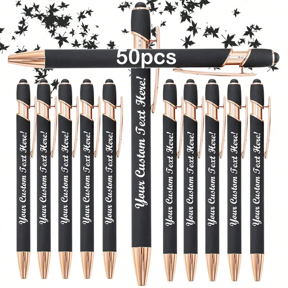 50pcs Black Retractable Ball Pens with Elegant Gift Box, Customizable Metal Accent Pens for Wedding Corporate Office School
50pcs Black Retractable Ball Pens with Elegant Gift Box, Customizable Metal Accent Pens for Wedding Corporate Office School