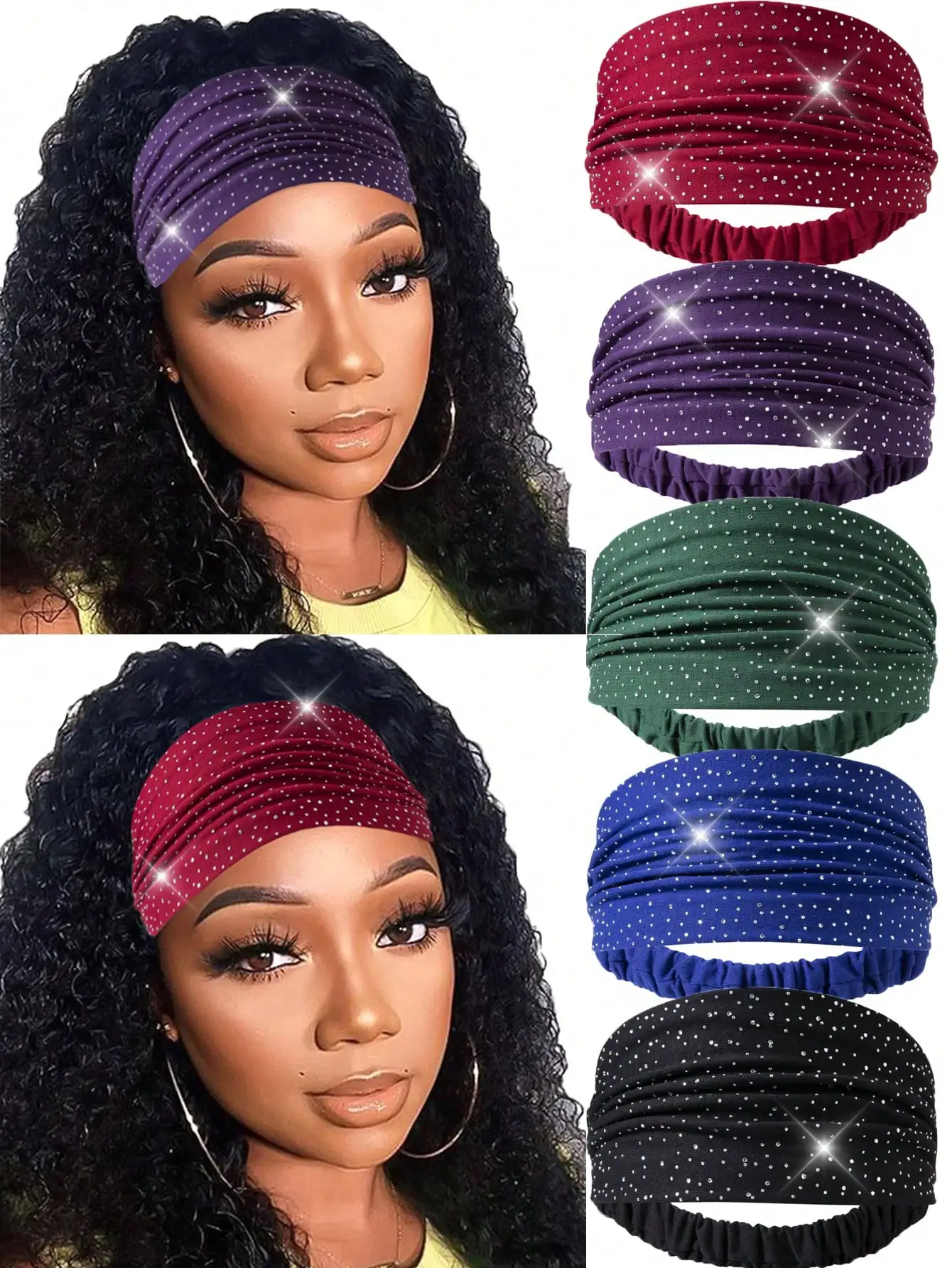 New Fashion Rhinestone Headband For Women, Shiny Wide Elastic Sports Headband Suitable For Daily Wear, Party & Bohemian Style, 4 Seasons Hair Band Turban Headband Sweatband, Hairband Fall Winter Hair Accessories For Women For Vacation Outfits Woman Elegan
New Fashion Rhinestone Headband For Women, Shiny Wide Elastic Sports Headband Suitable For Daily Wear, Party & Bohemian Style, 4 Seasons Hair Band Turban Headband Sweatband, Hairband Fall Winter Hair Accessories For Women For Vacation Outfits Woman Elegan