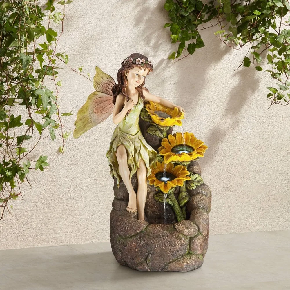 Garden Fairy with Sunflowers 26" High Large Modern Indoor Outdoor Cottage Core Decor Faux Stone Floor Fountain with, Customized
Garden Fairy with Sunflowers 26" High Large Modern Indoor Outdoor Cottage Core Decor Faux Stone Floor Fountain with, Customized