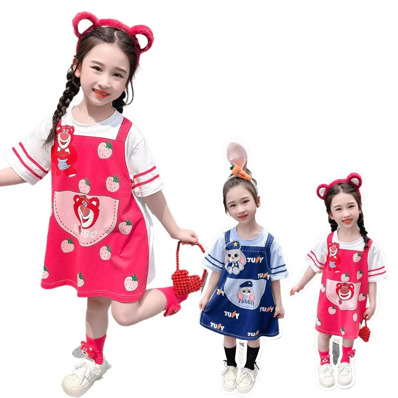 New Summer Korean Fashion Dresses for Toddler Girls: Adorable Strawberry Bear and Judy Rabbit Cartoon Prints,
New Summer Korean Fashion Dresses for Toddler Girls: Adorable Strawberry Bear and Judy Rabbit Cartoon Prints,