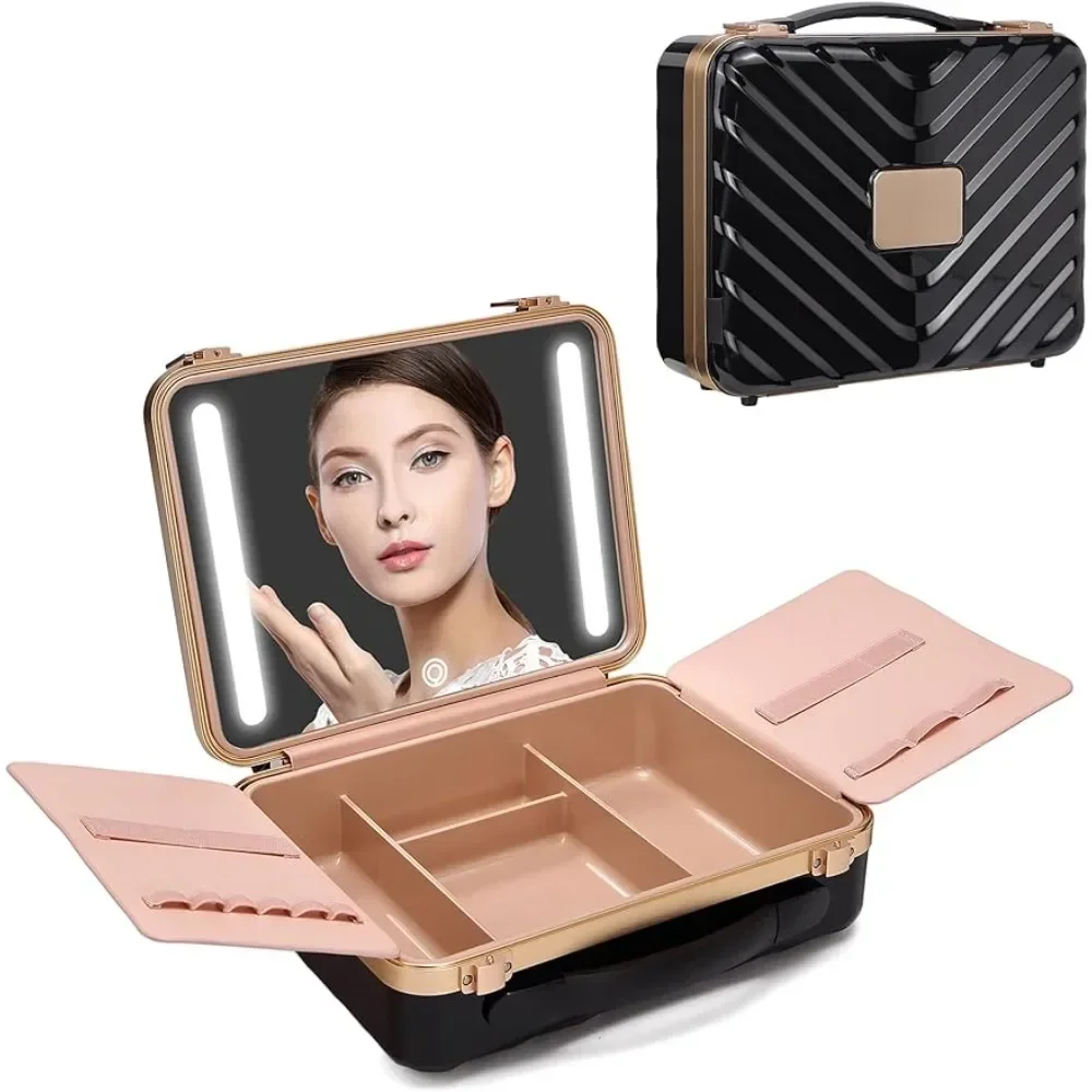 Travel Makeup Case with LED Mirror, Portable Cosmetic Bag Large Capacity Organizer Storage Box Train Case(Black)
Travel Makeup Case with LED Mirror, Portable Cosmetic Bag Large Capacity Organizer Storage Box Train Case(Black)