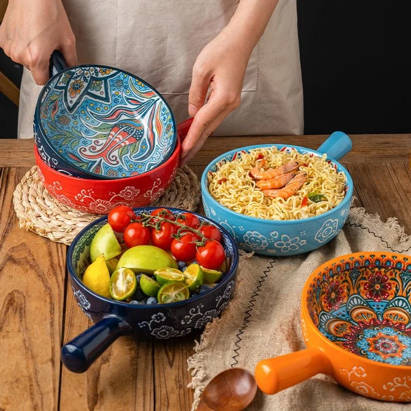 6-Inch Ceramic Bohemian Glazed Undercolor Salad Bowl with Handle Dessert Bowl Household Popular Bowl Diamond Pattern Dinnerware
6-Inch Ceramic Bohemian Glazed Undercolor Salad Bowl with Handle Dessert Bowl Household Popular Bowl Diamond Pattern Dinnerware