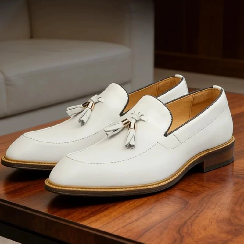 New Summer Breathable Slip-on Business Casual Top-layer Cowhide Leather Shoes Men's Tassel Loafers White Dress Shoes For Man
New Summer Breathable Slip-on Business Casual Top-layer Cowhide Leather Shoes Men's Tassel Loafers White Dress Shoes For Man
