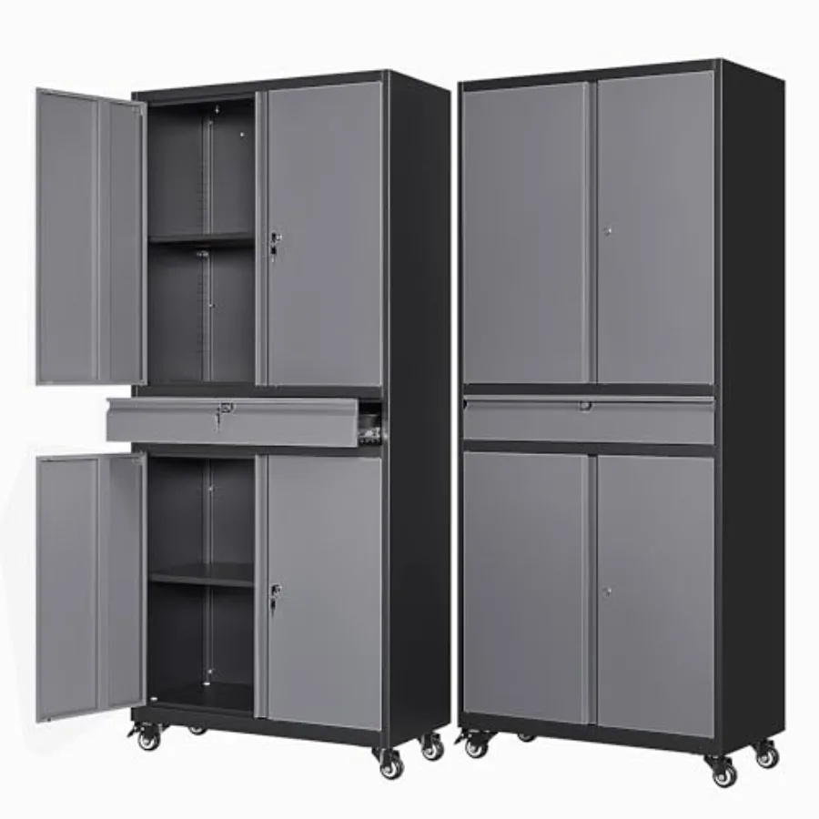 Metal Garage Storage Cabinet with Wheels, 72" Rolling Tool Cabinet with 4 Door Lock-Adjustable Shees and Drawer for Garage Home
Metal Garage Storage Cabinet with Wheels, 72" Rolling Tool Cabinet with 4 Door Lock-Adjustable Shees and Drawer for Garage Home