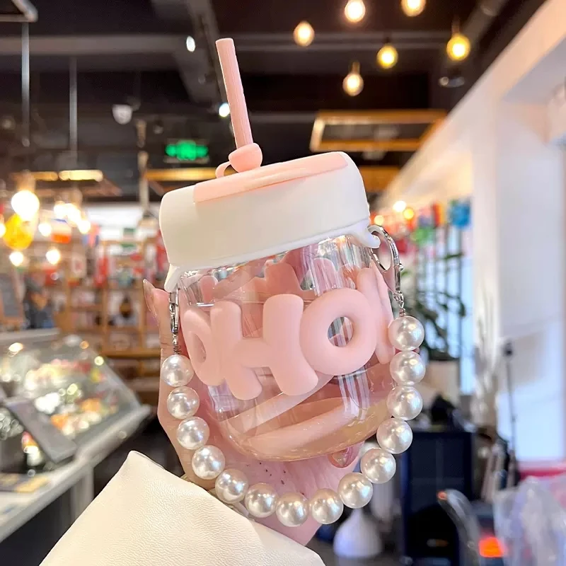 400ML Cute Girl Transparent Glass Heat Resistant Water Bottle With Pearl Bracelet Portable Double Drinking Coffee Mug Straw Cups
400ML Cute Girl Transparent Glass Heat Resistant Water Bottle With Pearl Bracelet Portable Double Drinking Coffee Mug Straw Cups