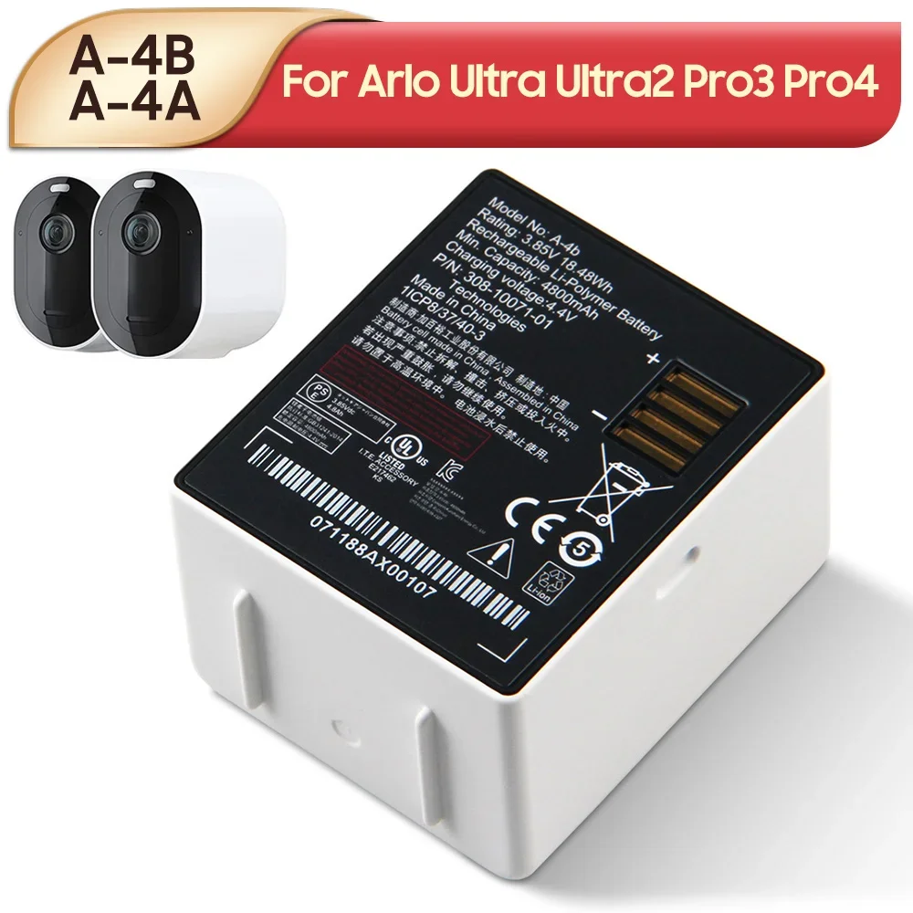 New Replacement Battery A-4B A-4A For Arlo Ultra 2 Pro 3 Pro 4 Security Camera Batteries 4800mAh
New Replacement Battery A-4B A-4A For Arlo Ultra 2 Pro 3 Pro 4 Security Camera Batteries 4800mAh