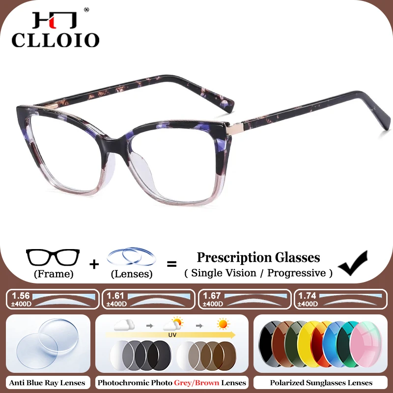 CLLOIO Fashion Women Geometric Cat Eye Prescription Glasses Blue Light Filter Photochromic Myopia Progressive Optical Eyeglasses
CLLOIO Fashion Women Geometric Cat Eye Prescription Glasses Blue Light Filter Photochromic Myopia Progressive Optical Eyeglasses