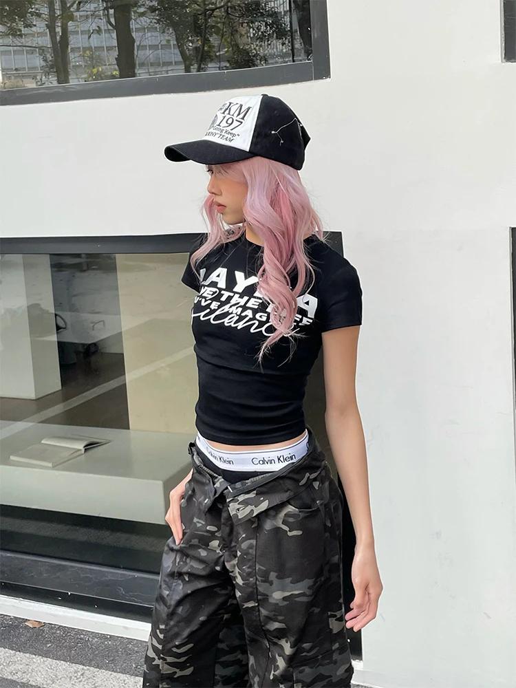 YAMMYUKI American Retro Hot Girl Letter Print Short Sleeve round Neck T-Shirt Women Summer Slimming Top Street Style Cotton B...
YAMMYUKI American Retro Hot Girl Letter Print Short Sleeve round Neck T-Shirt Women Summer Slimming Top Street Style Cotton B...