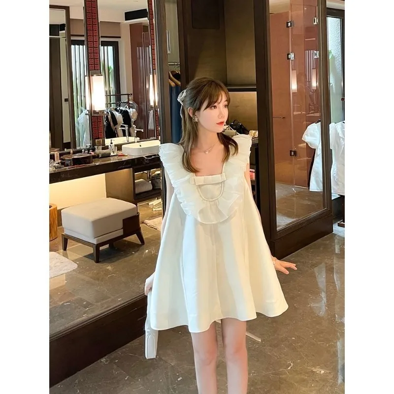 White Dress Summer Square Neck Sleeveless Ruffle Edge Loose Doll Dress Fairy French Style Tank Top Dresses Female Clothing
White Dress Summer Square Neck Sleeveless Ruffle Edge Loose Doll Dress Fairy French Style Tank Top Dresses Female Clothing