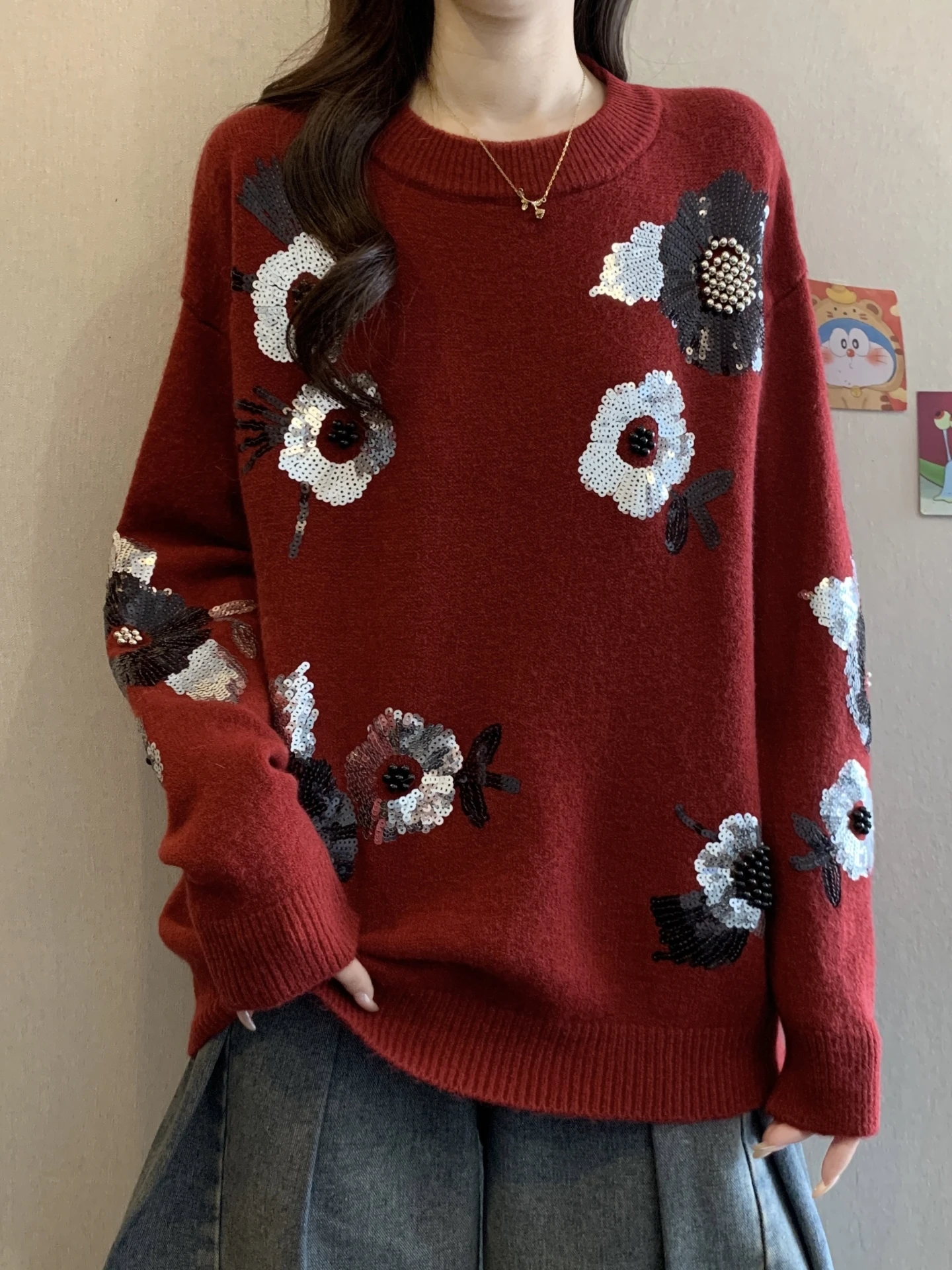Glitter Knitted Base Shirt Women's Sweater Spring Autumn plus Size Fashionable Top Heavy Embroidery Relax Fit Soft Comfortable
Glitter Knitted Base Shirt Women's Sweater Spring Autumn plus Size Fashionable Top Heavy Embroidery Relax Fit Soft Comfortable