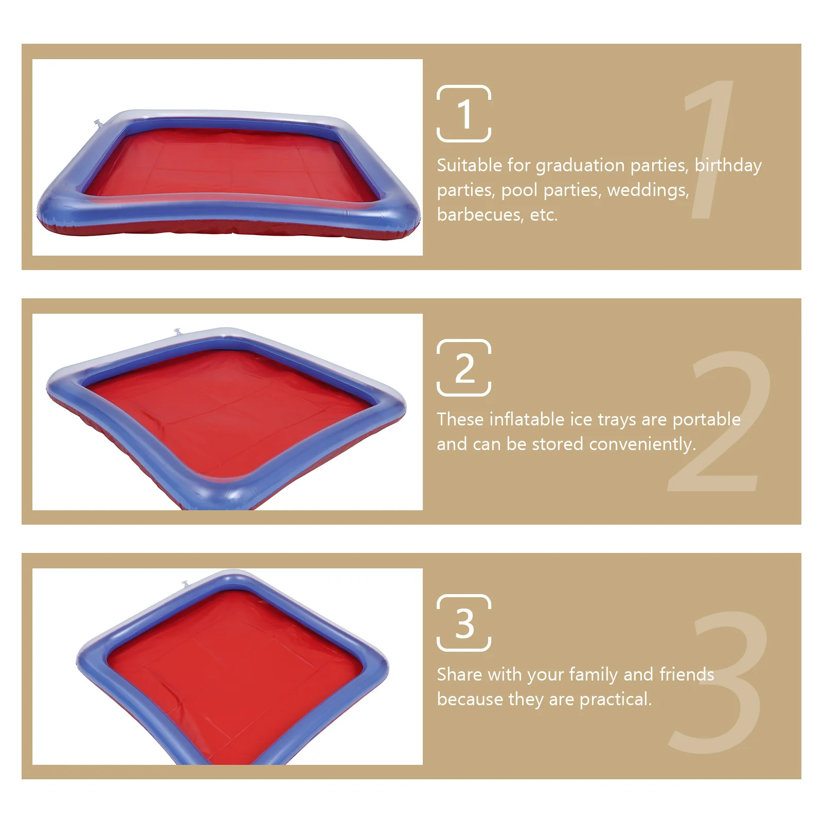 2Pcs Inflatable Ice Food Servers Practical Outdoor Coolers for Pool Parties Family Reunions Ice Serving Tray PVC Serving Tray
2Pcs Inflatable Ice Food Servers Practical Outdoor Coolers for Pool Parties Family Reunions Ice Serving Tray PVC Serving Tray