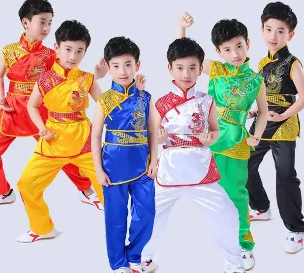 kids&adult sleeveless nanquan embroidery dragon martial arts uniforms wushu suits kung fu clothing blue/black/yellow/red/green
kids&adult sleeveless nanquan embroidery dragon martial arts uniforms wushu suits kung fu clothing blue/black/yellow/red/green