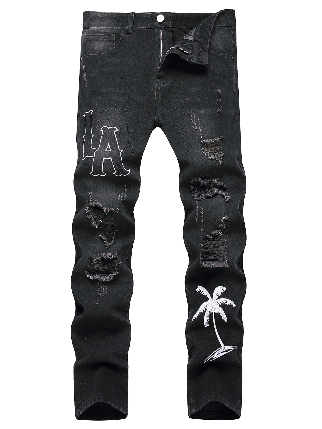 Men's Jeans Black Denim Pants Straight Leg Comfort Mid Waist White Embroidery Casual Streetwear Spring Slim Fit Trousers
Men's Jeans Black Denim Pants Straight Leg Comfort Mid Waist White Embroidery Casual Streetwear Spring Slim Fit Trousers