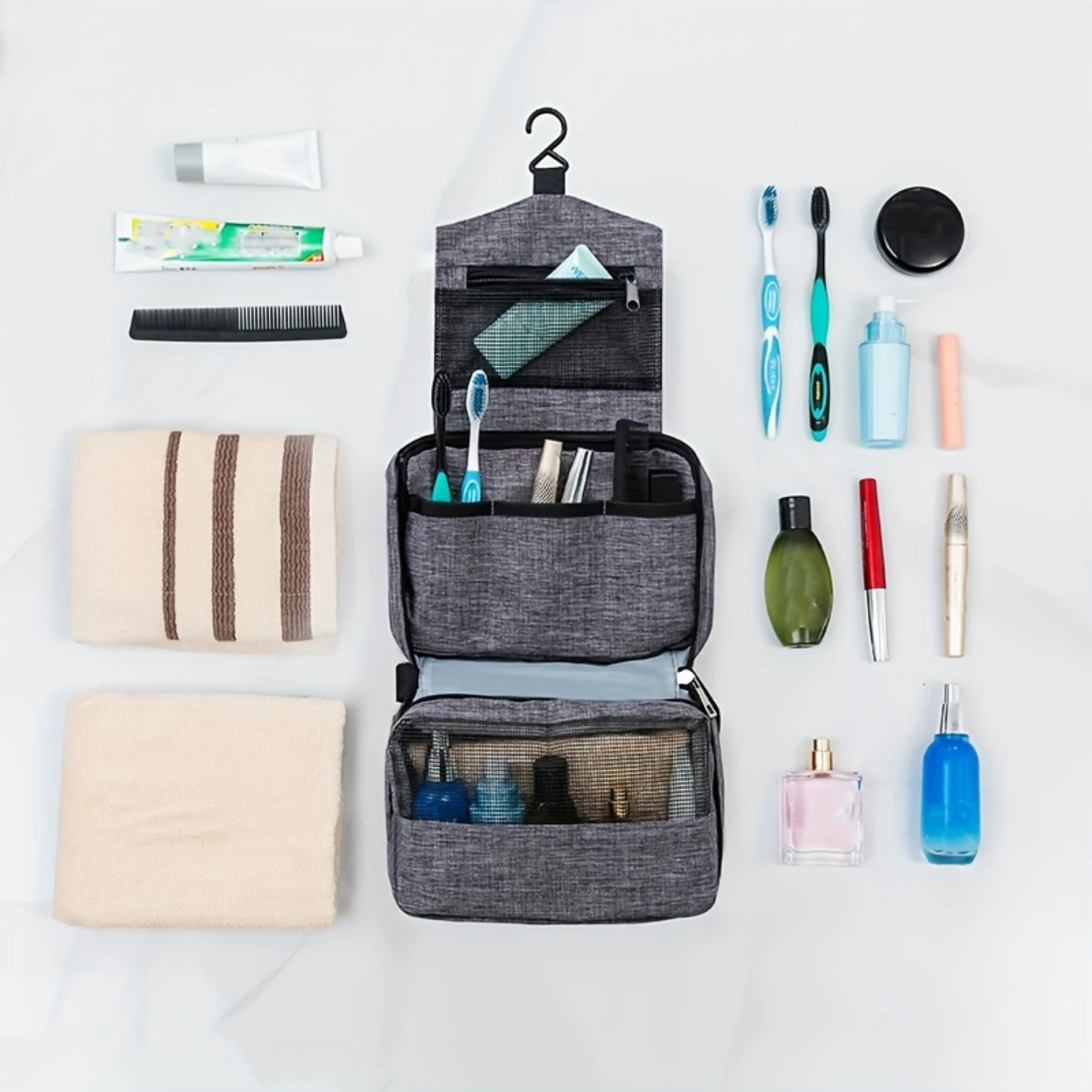 2024 Polyester 300D Cationic Bathroom Hanging Toiletry Bag Makeup Cosmetic Bag For Woman And Man Large Capacity PVC Waterproof P
2024 Polyester 300D Cationic Bathroom Hanging Toiletry Bag Makeup Cosmetic Bag For Woman And Man Large Capacity PVC Waterproof P
