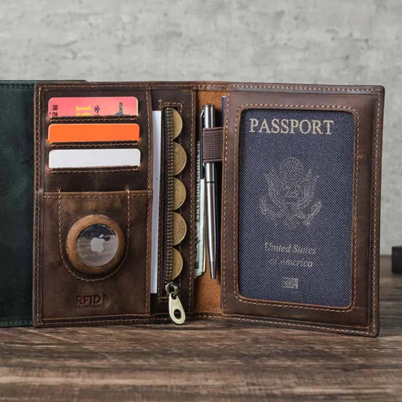 Genuine Cow Leather Passport Holder with AirTag Case - RFID Blocking Travel Wallet, Anti-Lost Pocket & Card Holder for Men Women
Genuine Cow Leather Passport Holder with AirTag Case - RFID Blocking Travel Wallet, Anti-Lost Pocket & Card Holder for Men Women