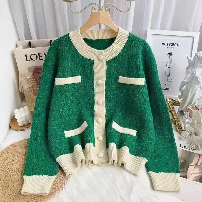 Cardigans sweater contrasting round neck knitted sweater female loose 2023 spring new fashion sweater long sleeve casual sweater
Cardigans sweater contrasting round neck knitted sweater female loose 2023 spring new fashion sweater long sleeve casual sweater