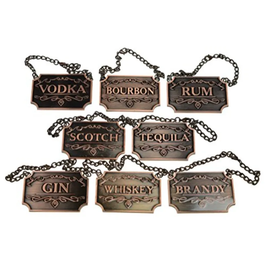 Copper Liquor Decanter Tags/Labels Set of Eight - Whiskey Bourbon Scotch Gin Rum Vodka Tequila and Brandy - Copper Colored - Ad
Copper Liquor Decanter Tags/Labels Set of Eight - Whiskey Bourbon Scotch Gin Rum Vodka Tequila and Brandy - Copper Colored - Ad