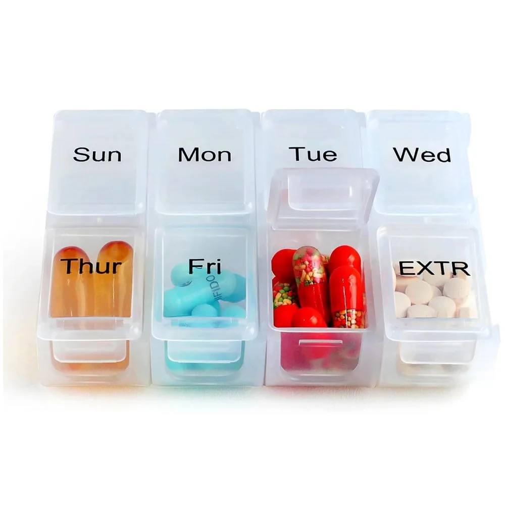 New Small Portable Travel Weekly 8 Grids Pill Box Case Organizer Storage Container for Vitamin Medicine Supplements Fish Oils
New Small Portable Travel Weekly 8 Grids Pill Box Case Organizer Storage Container for Vitamin Medicine Supplements Fish Oils