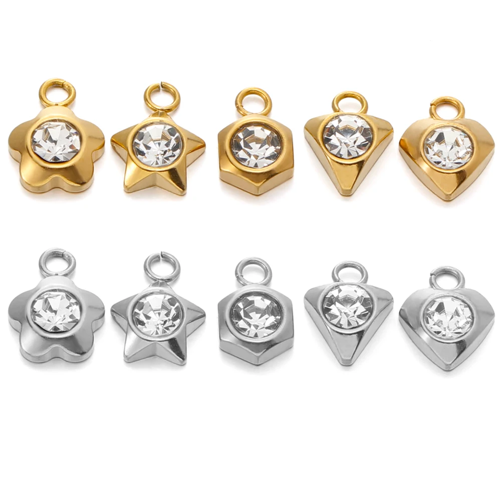 20pcs Stainless Steel Zircon Star Love Heart Flower Geometric Charms for DIY Necklace Bracelets Earrings Jewelry Making Supplies
20pcs Stainless Steel Zircon Star Love Heart Flower Geometric Charms for DIY Necklace Bracelets Earrings Jewelry Making Supplies