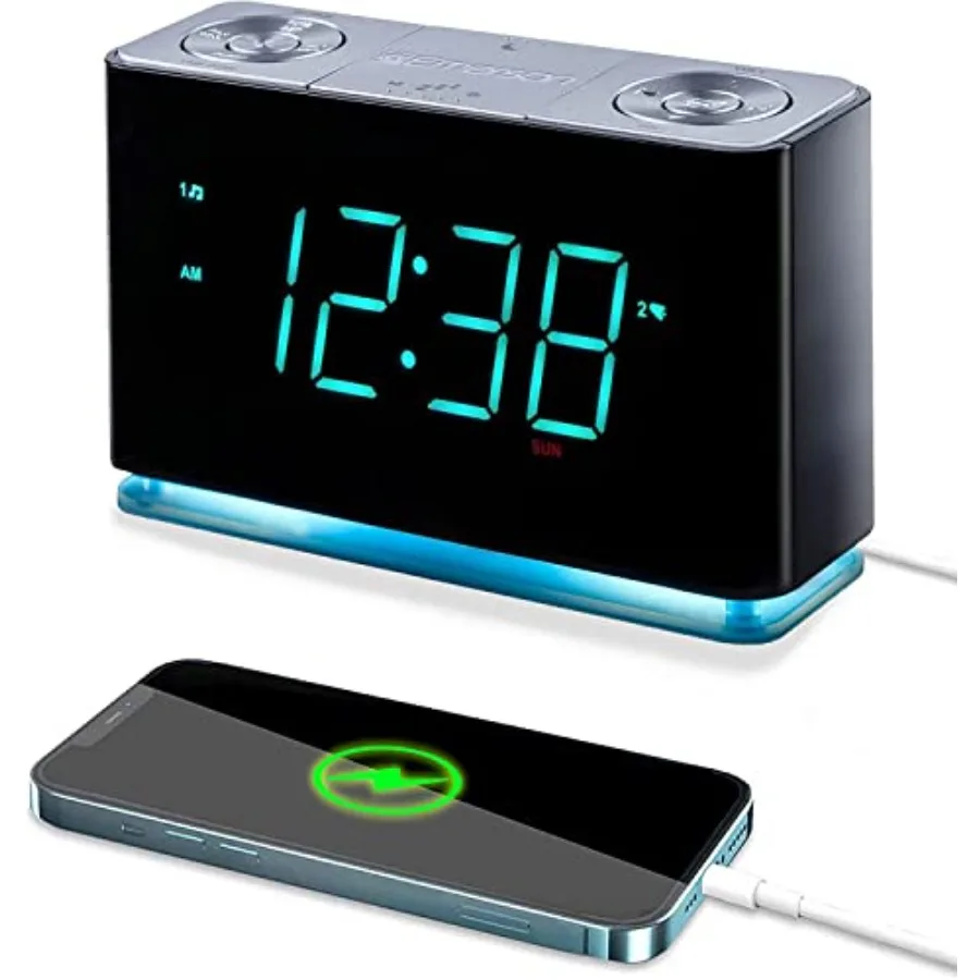 Smartset Alarm Clock Radio with Bluetooth Speaker with USB Port for iPhone/iPad/iPod/Android and Tablets, 1.4" Cyan LED Display
Smartset Alarm Clock Radio with Bluetooth Speaker with USB Port for iPhone/iPad/iPod/Android and Tablets, 1.4" Cyan LED Display