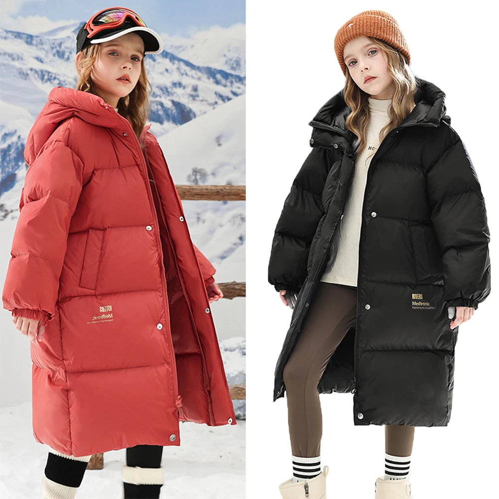 Winter Kids Black Warm Parkas Loose Thicken down Jacket Teen Girls Hooded Waterproof Snowsuit Boys Long Coat for Cold Weather
Winter Kids Black Warm Parkas Loose Thicken down Jacket Teen Girls Hooded Waterproof Snowsuit Boys Long Coat for Cold Weather