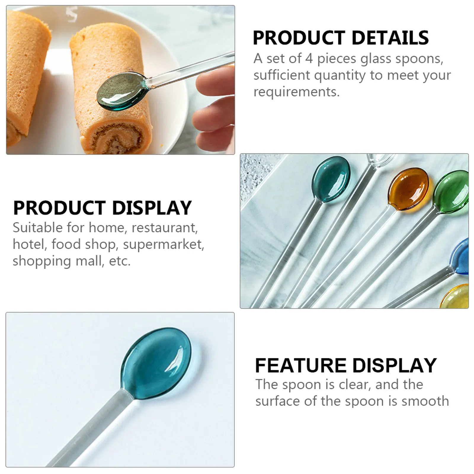 4Pcs Glass Coffee Spoons Resistant Long Handle Teaspoons Dessert Scoop Multi Functional Glass Coffee Spoon 
4Pcs Glass Coffee Spoons Resistant Long Handle Teaspoons Dessert Scoop Multi Functional Glass Coffee Spoon