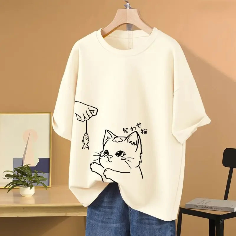 Women Printed Loose T-shirt Summer All Cotton O-neck Short Sleeve Basic Tops Casual Loose Comfortable Pullovers
Women Printed Loose T-shirt Summer All Cotton O-neck Short Sleeve Basic Tops Casual Loose Comfortable Pullovers