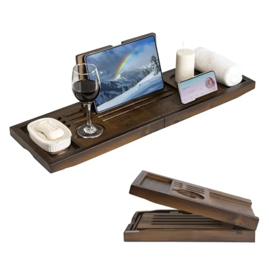 Wood Bathtub Tray Table - Foldable Bath Tray for Tub with Expandable Handles, Wine Glass and Phone Holder, Book Stand - Enhance
Wood Bathtub Tray Table - Foldable Bath Tray for Tub with Expandable Handles, Wine Glass and Phone Holder, Book Stand - Enhance