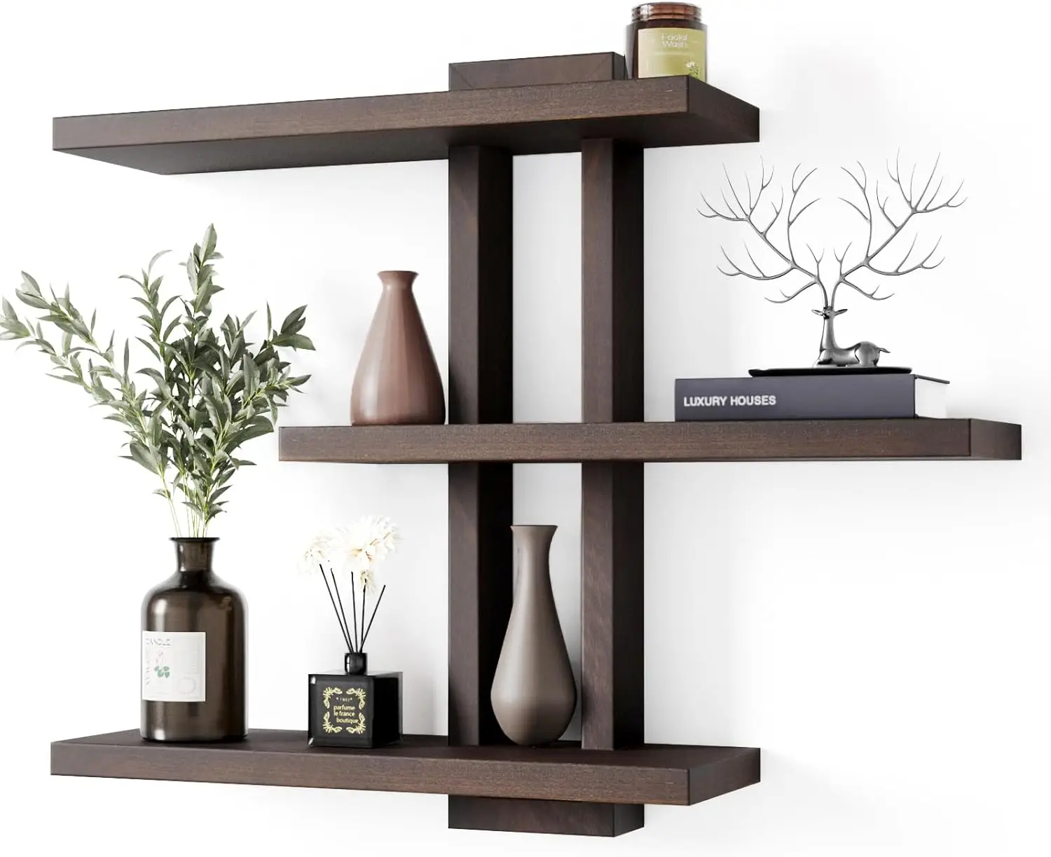 Set of 3 Floating Wood Shelves, Dark Walnut Wall Cube Storage for Living Room Bathroom Bedroom
Set of 3 Floating Wood Shelves, Dark Walnut Wall Cube Storage for Living Room Bathroom Bedroom
